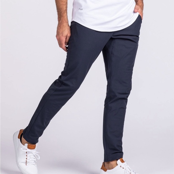 BYLT Basics Navy Blue Slim Fit Pants 2.0 - Picture 1 of 4